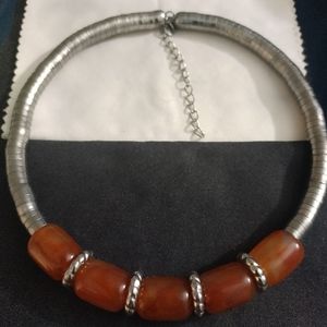 Vintage Bake Light and Silver Coil Necklace